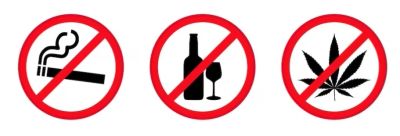 No smoking, alcohol, or drugs icon
